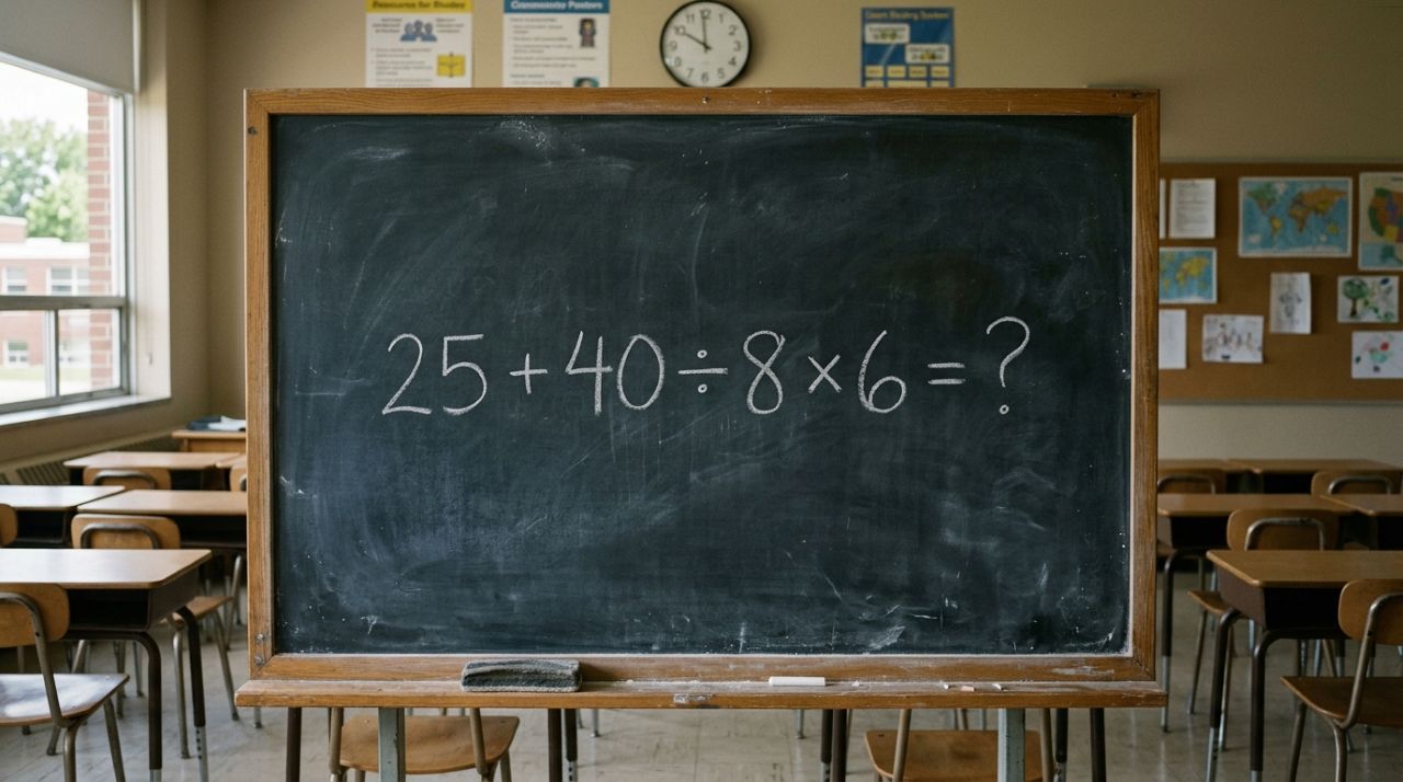 O cálculo 25 + 40 ÷ 8 × 6 parece fácil, mas poucos acertam de primeira