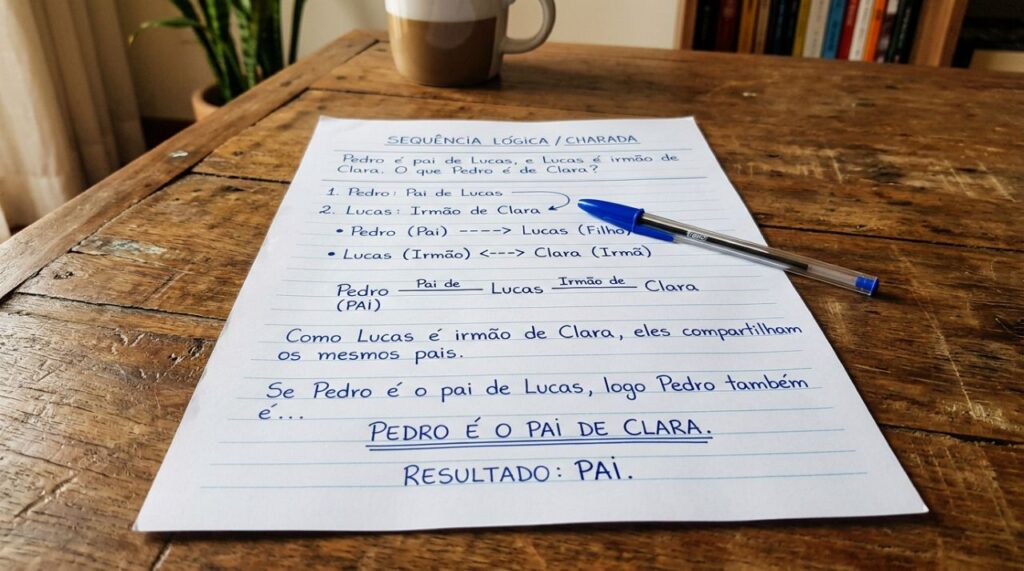 Só os mais atentos acertam esta charada: Pedro é pai de Lucas, e Lucas é irmão de Clara. O que Pedro é de Clara?