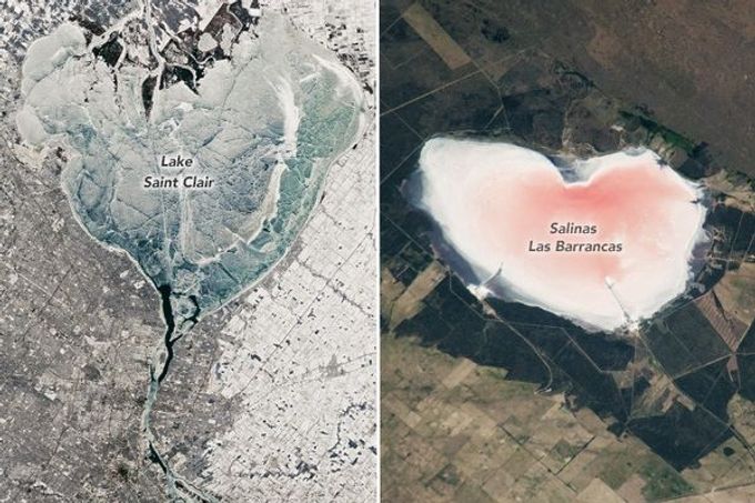 Uma imagem da NASA revelou um lago salgado em forma de coração com cerca de 10 quilômetros