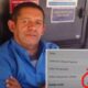 Homem em ônibus e extrato bancário. Saldo R$ 15.562.998.950,55 C destacado