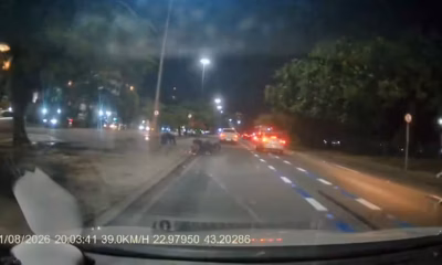 Vídeo: Ex-deputado é arremessado de moto após ser atingido por carro na Lagoa