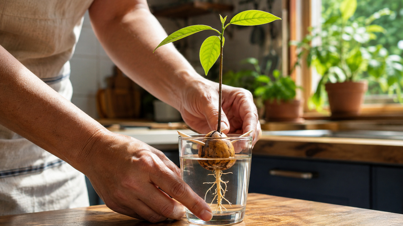 Como plantar abacate em vaso usando apenas o caroço da fruta: o passo a passo do enraizamento com palitos e água