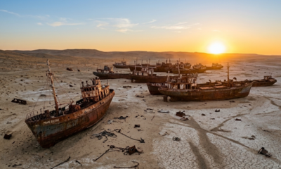 O lago que já foi 4º maior do mundo secou e virou um deserto de navios fantasmas enferrujados na Ásia Central