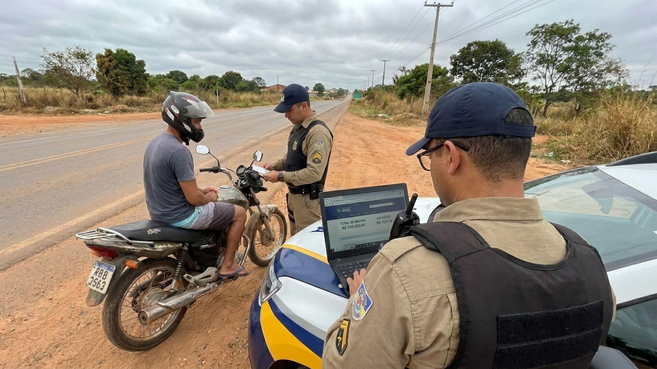 Motociclista que conduzia de chinelo é abordado, recebe multa de R$ 130,16 e autoridades descobrem moto com mais de R$ 100 mil em multas acumuladas