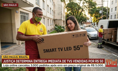 Loja virtual erra vírgula e vende TV de R$ 5.000 por R$ 50, cancela 3 mil pedidos, mas juizado exige entrega imediata dos eletrônicos