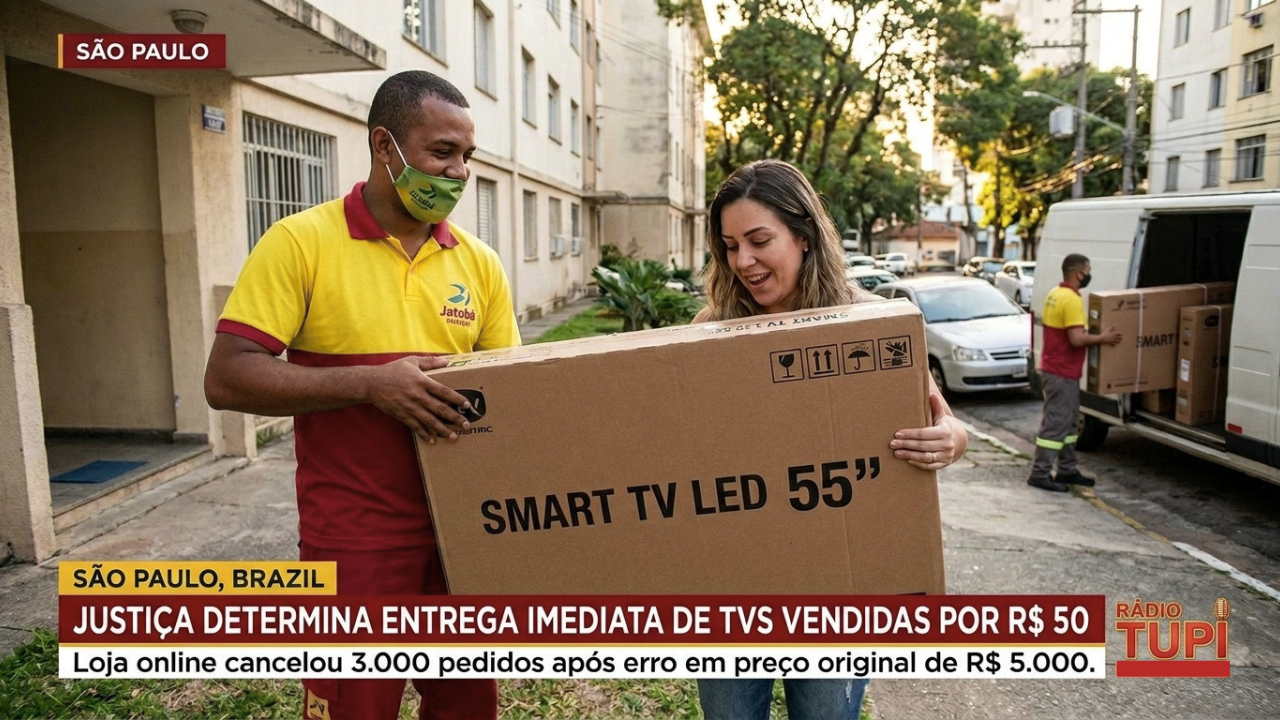 Loja virtual erra vírgula e vende TV de R$ 5.000 por R$ 50, cancela 3 mil pedidos, mas juizado exige entrega imediata dos eletrônicos