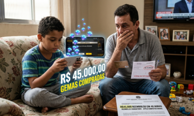 Criança gasta R$ 45 mil no cartão do pai comprando “gemas” em jogo de celular, Apple se recusa a devolver e juizado manda estornar tudo em 48h