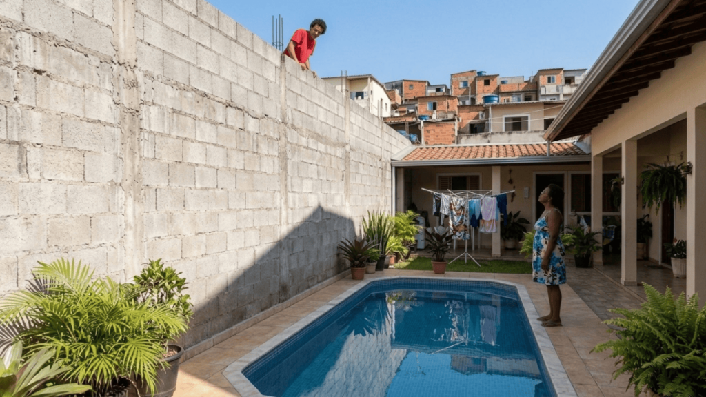 Vizinho constrói paredão de 4 metros para cobrir piscina com sombra por vingança de festa até as 23h, perde ação por abuso de direito e paga R$ 1.200 por dia de atraso