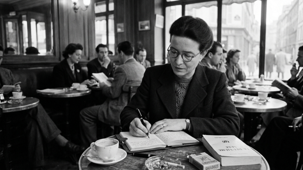Citação do dia de Simone de Beauvoir: "Que nada nos defina, que nada nos sujeite. Que a liberdade seja a nossa própria substância." Lições sobre autonomia, o peso das escolhas e a coragem de recusar destinos prontos