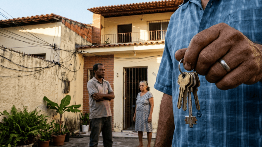 Genro investe R$ 120 mil levantando casa de dois andares no quintal da sogra, o casamento acaba 4 anos depois e ele perde a chave e o imóvel porque a lei dá a propriedade à dona da terra