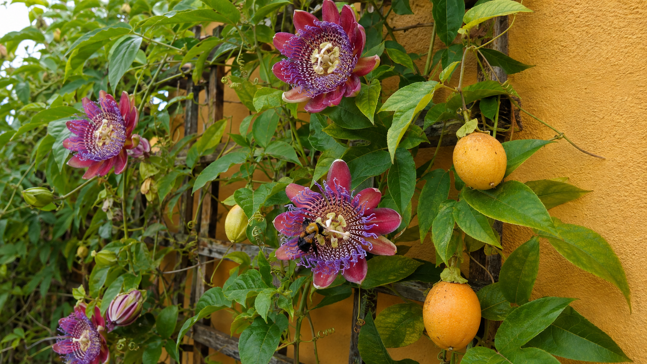 Adeus maracujá: essa fruta nativa de polpa doce cresce em trepadeira, cobre o muro rapidamente e atrai abelhas o ano todo