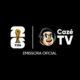 Logo Cazé TV com mascote, emblema FIFA 26 e texto 'EMISSORA OFICIAL'