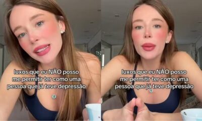 Duda Reis em close-up com texto sobre 'luxos' que evita por histórico de depressão