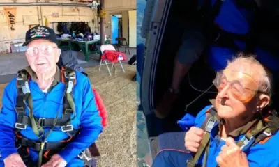 Aos 105 anos, veterano de guerra, ele nunca tinha saltado de paraquedas na vida, subiu no avião num domingo de julho acompanhado de 1 instrutor, e a frase que repetiu antes de pular foi que conseguiria, sim