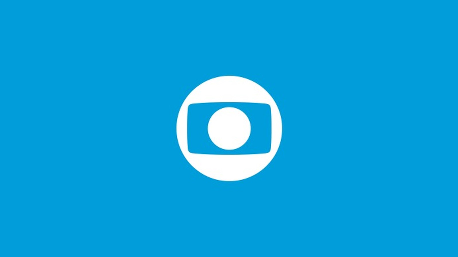 Logotipo da Rede Globo em branco sobre um fundo azul