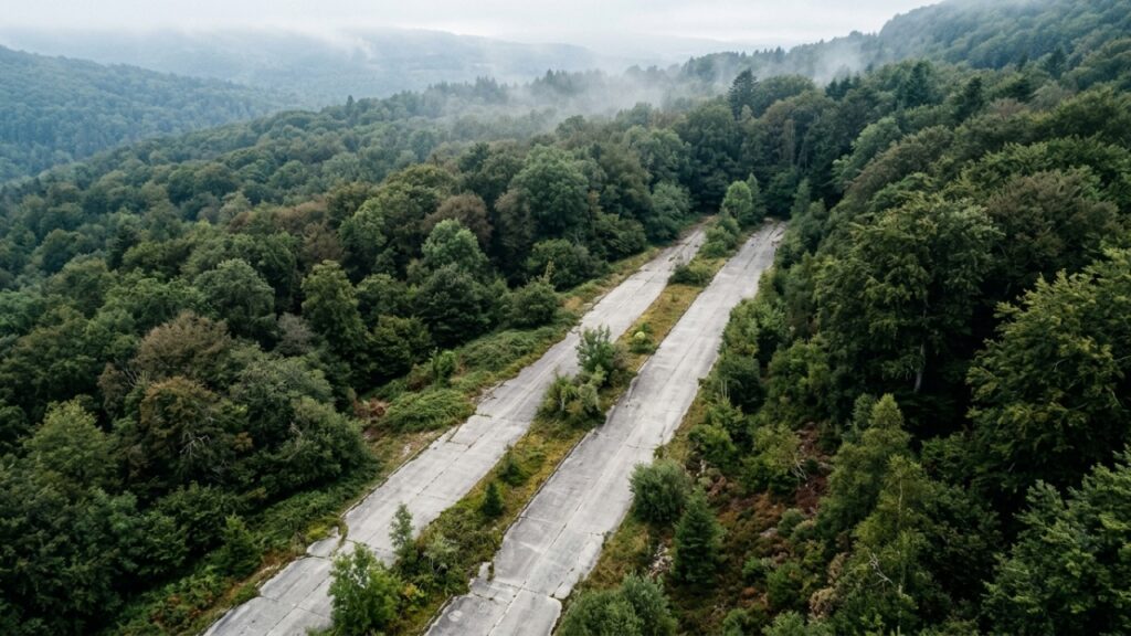 Há mais de 10 anos, pistas de concreto pagas com milhões em dinheiro público permanecem esquecidas no meio de uma floresta sem nunca terem sido usadas