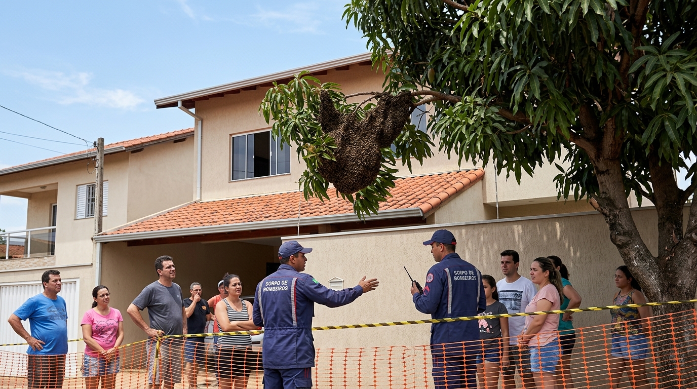 Milhares de abelhas aparecem em casa e Bombeiros alertam para erros que podem provocar ataque do enxame