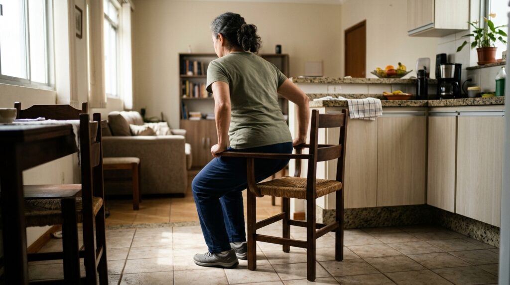 Os especialistas concordam: "Aos 60 anos, em vez de caminhar por 20 minutos, é muito mais eficaz fazer exercícios como agachamentos na cadeira ou flexões na bancada da cozinha."