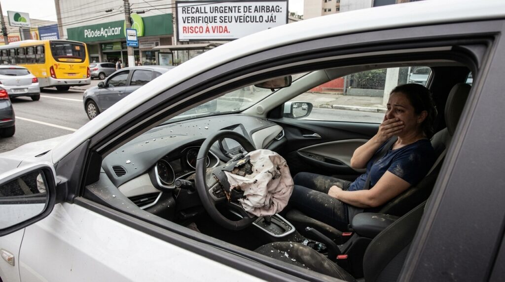 Airbags defeituosos podem projetar fragmentos metálicos durante colisões. Saiba como consultar recalls no sistema oficial e providenciar o reparo sem custo