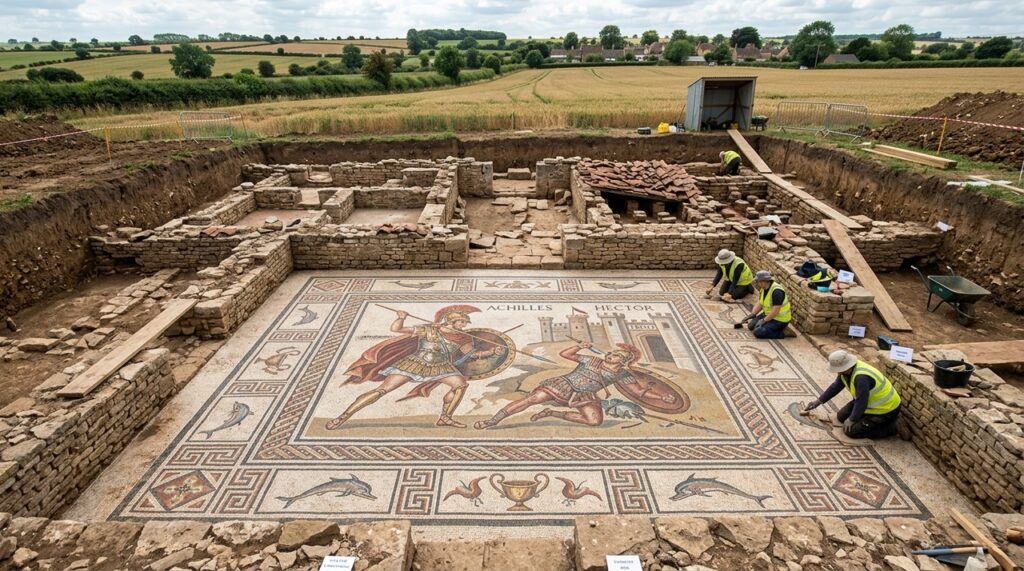 Mosaico grego de 800 quilos é encontrado preservado após permanecer escondido por mais de 1.800 anos sob uma antiga residência