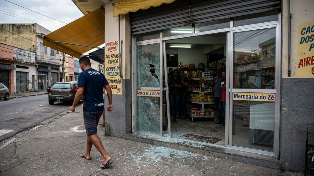 Cliente chuta porta de vidro de loja durante discussão, painel avaliado em R$ 12 mil quebra na hora e o que parecia apenas um “momento de raiva” termina com prejuízo bem maior