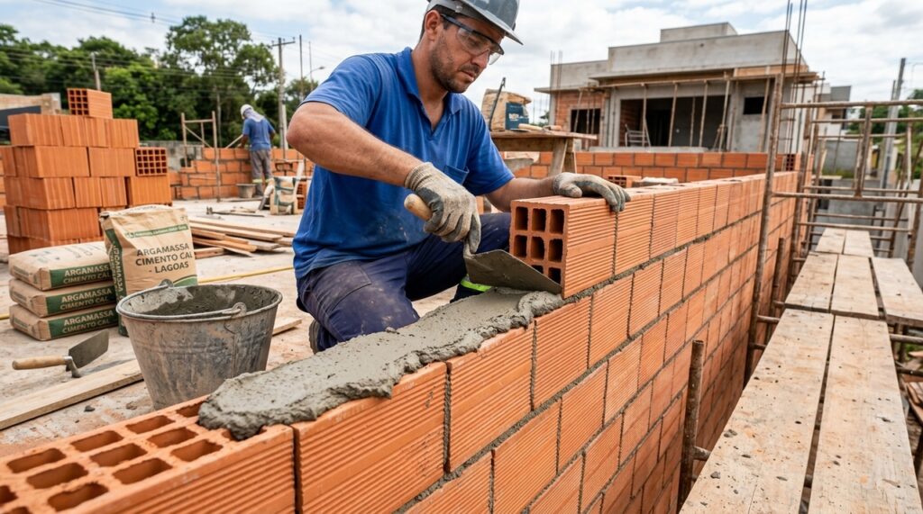 Por que misturar cimento, cal e areia no traço 1:2:9 facilita o assentamento de blocos e melhora a trabalhabilidade
