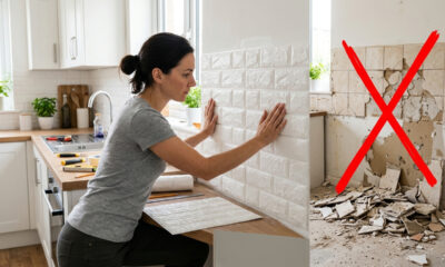 Sem quebrar cerâmicas antigas, nem fazer sujeira: a melhor forma de renovar a cozinha usando placas autoadesivas de gel com efeito tijolinho