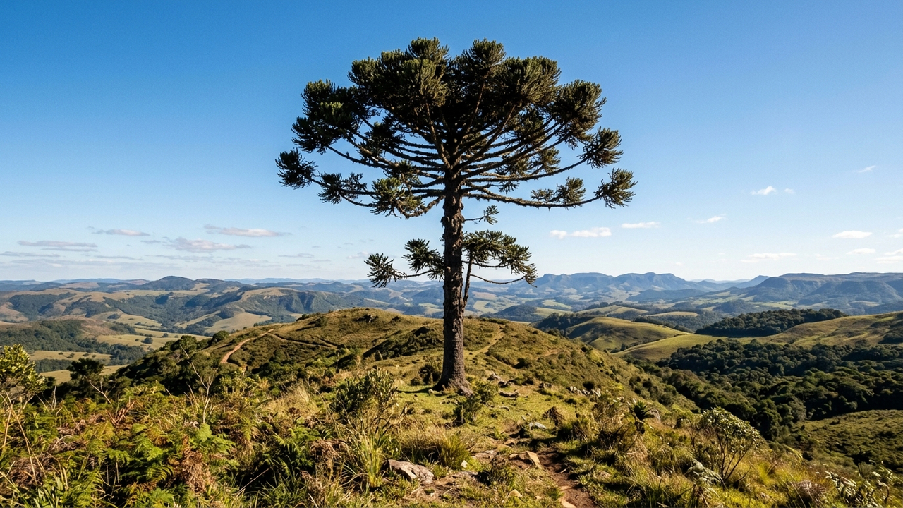 A árvore dinossauro do sul do Brasil: com galhos que parecem candelabros, ela produz pinhas gigantes recheadas de sementes nutritivas