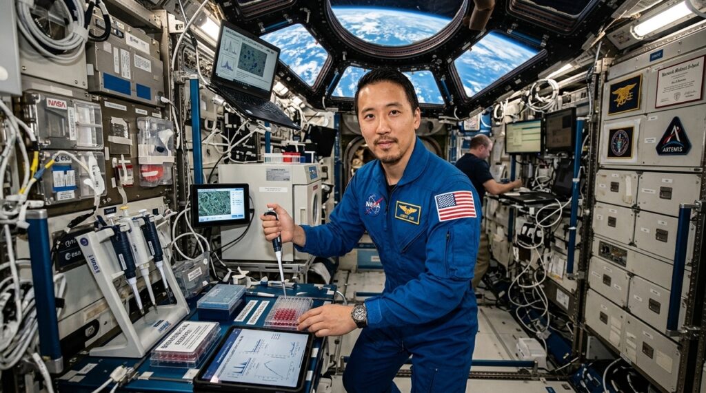 Ele passou 245 dias no espaço, deixando a NASA ao retornar. Tanto soldado, médico quanto astronauta