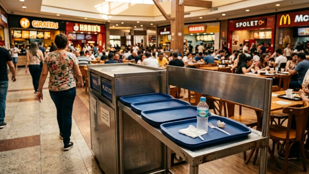 Segundo a psicologia, recolher a própria bandeja na praça de alimentação mesmo sem ninguém pedir pode revelar adesão a regras sociais não escritas