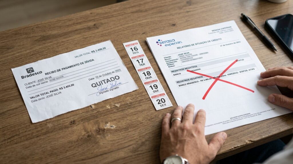 Homem quita uma dívida de R$ 3.400, mas continua negativado por 5 meses, e descobre que o banco tem só 5 dias úteis para dar baixa no cadastro