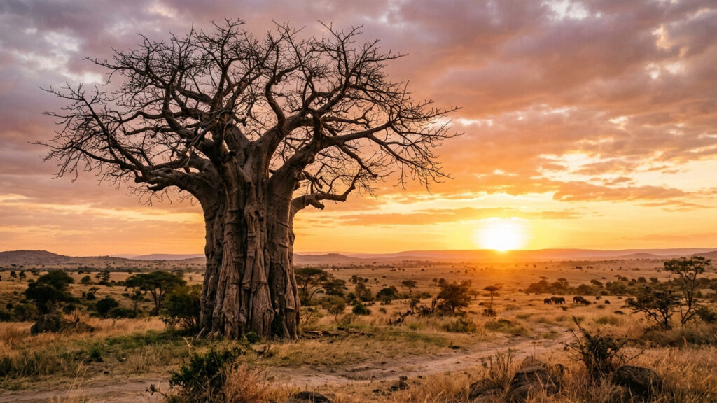 A árvore africana de formato alienígena: seu tronco incha como uma garrafa gigante capaz de armazenar até 100 mil litros para resistir a secas