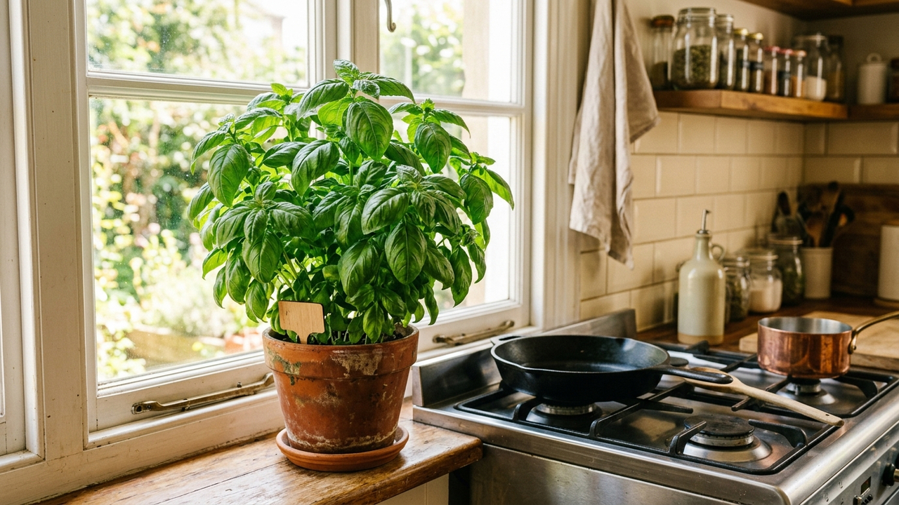 Essa planta aromática é perfeita para cultivar na cozinha: ela suporta o calor do fogão, perfuma o ambiente e afasta as moscas das panelas
