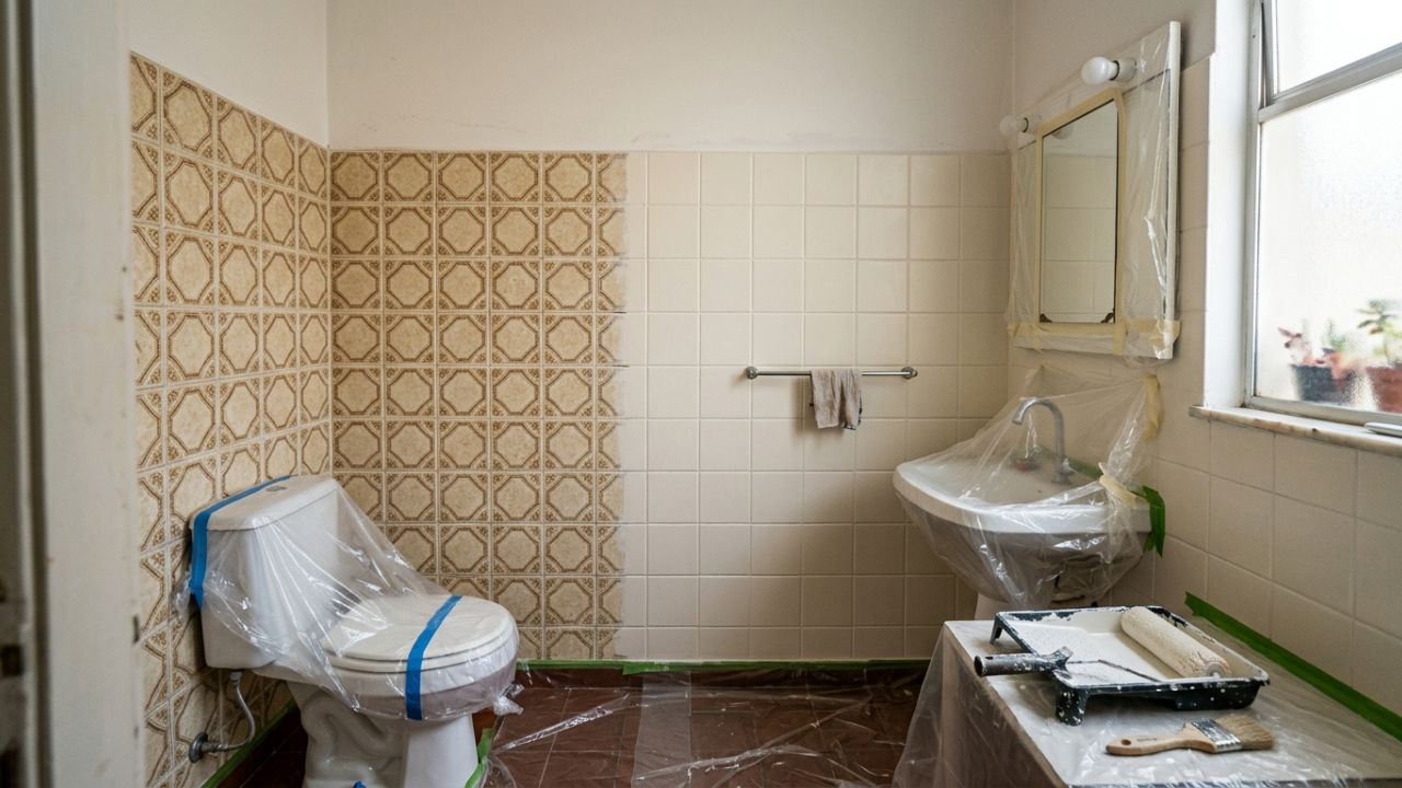 Como renovar azulejos antigos do banheiro com tinta própria sem começar um quebra-quebra