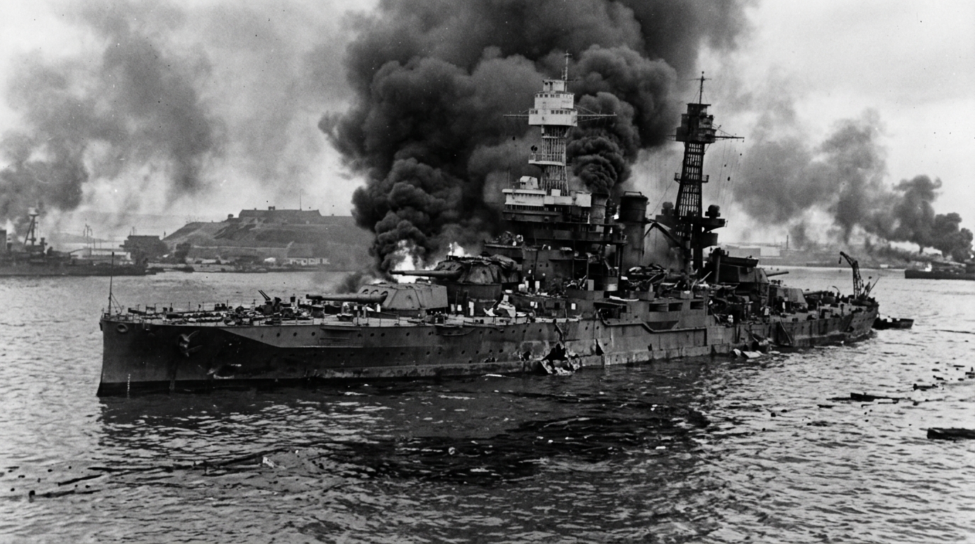 O Japão afundou o couraçado da Marinha dos EUA USS West Virginia em Pearl Harbor. Em outubro de 1944, abriu fogo na última batalha de couraçados da história.