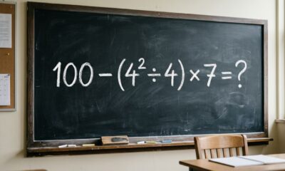 Apenas quem presta atenção consegue resolver este desafio matemático 100 − (4² ÷ 4) × 7