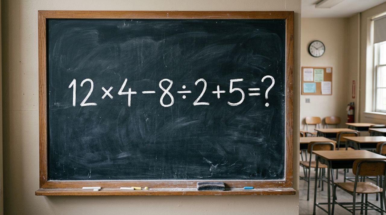Resolva 12 × 4 − 8 ÷ 2 + 5 e prove que sua memória escolar continua afiada