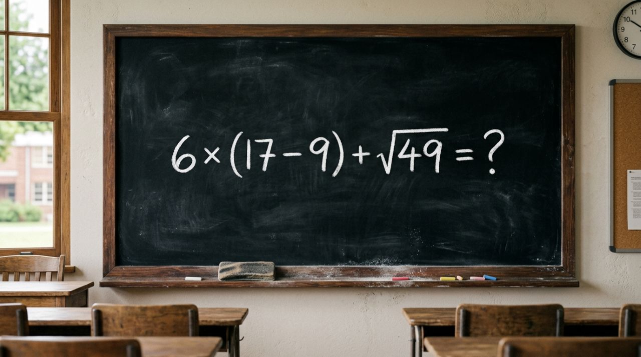 Você tem 30 segundos para descobrir o resultado desta expressão 6 × (17 − 9) + √49