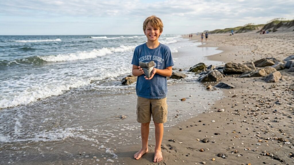 Menino de 11 anos encontra dente pré-histórico na praia e descobre que ele pertenceu a um antigo predador considerado terror dos oceanos