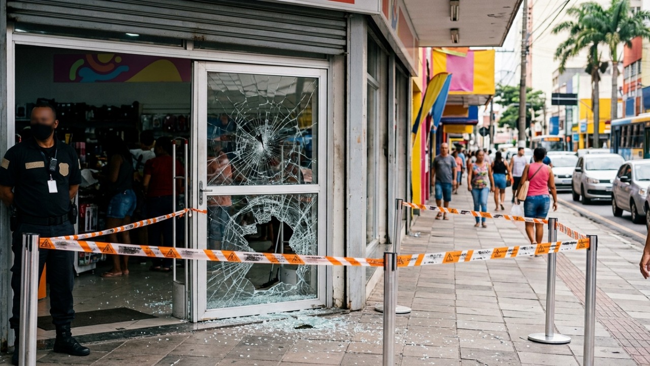 Cliente chuta porta de vidro de loja durante discussão, painel avaliado em R$ 12 mil quebra na hora e o que parecia apenas um “momento de raiva” termina com prejuízo bem maior