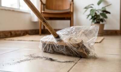 Enrolar um saco plástico na vassoura antes de varrer o chão da casa: por que é recomendado e para que serve