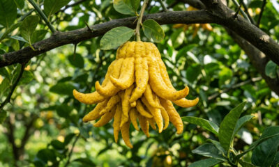 Essa fruta bizarra com formato exótico não tem polpa e nem suco em seu interior, mas a sua casca espessa exala um perfume de limão inesquecível