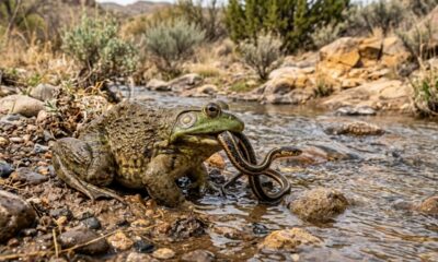 Em 1920, autoridades soltaram rãs-touro no Arizona, pensando em alimento e caça, mas um século depois ameaçam a sobrevivência de uma cobra rara