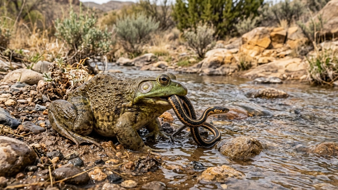 Em 1920, autoridades soltaram rãs-touro no Arizona, pensando em alimento e caça, mas um século depois ameaçam a sobrevivência de uma cobra rara