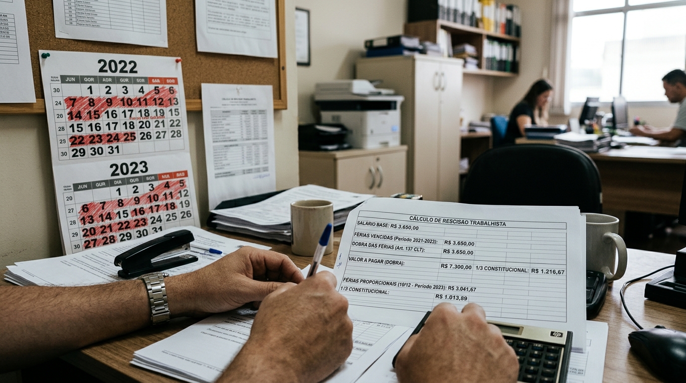 Trabalhador acumula 2 períodos de férias sem tirar nenhum, e descobre que o período vencido é pago em dobro, virando R$ 9.400 na rescisão