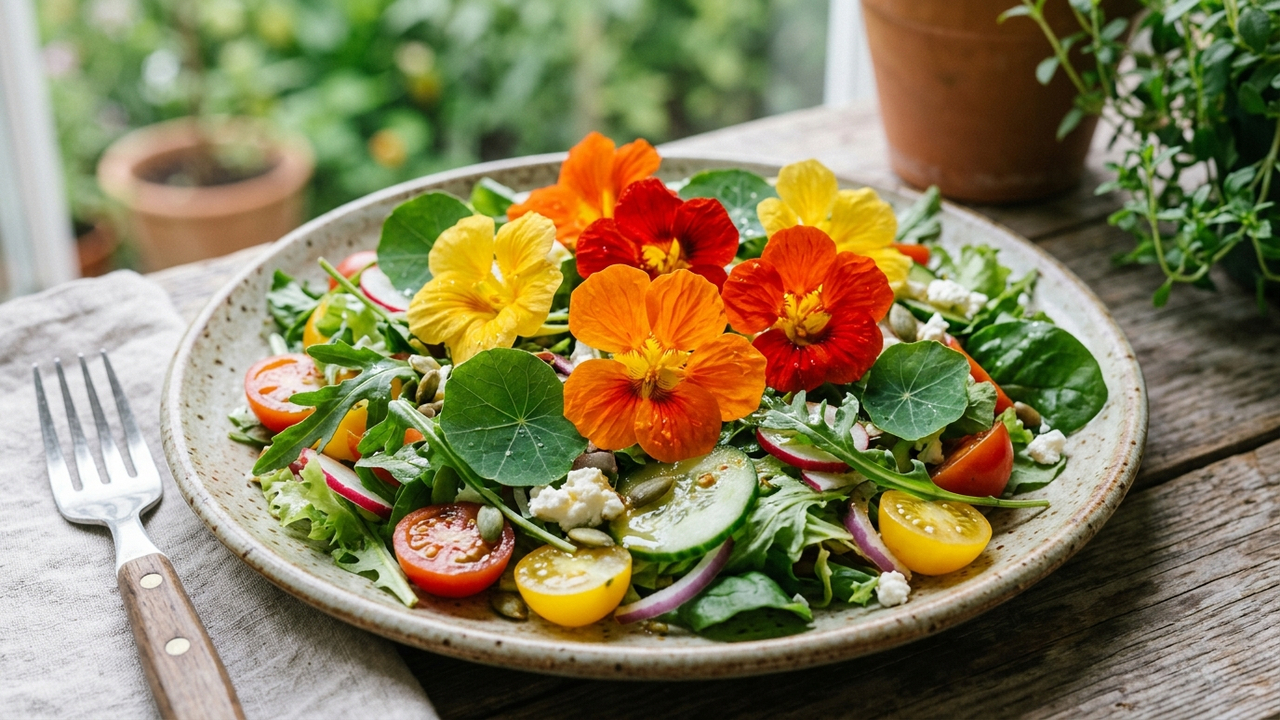 Essa planta ornamental tem flores e folhas totalmente comestíveis: de sabor picante, ela atua como um antibiótico natural para a horta