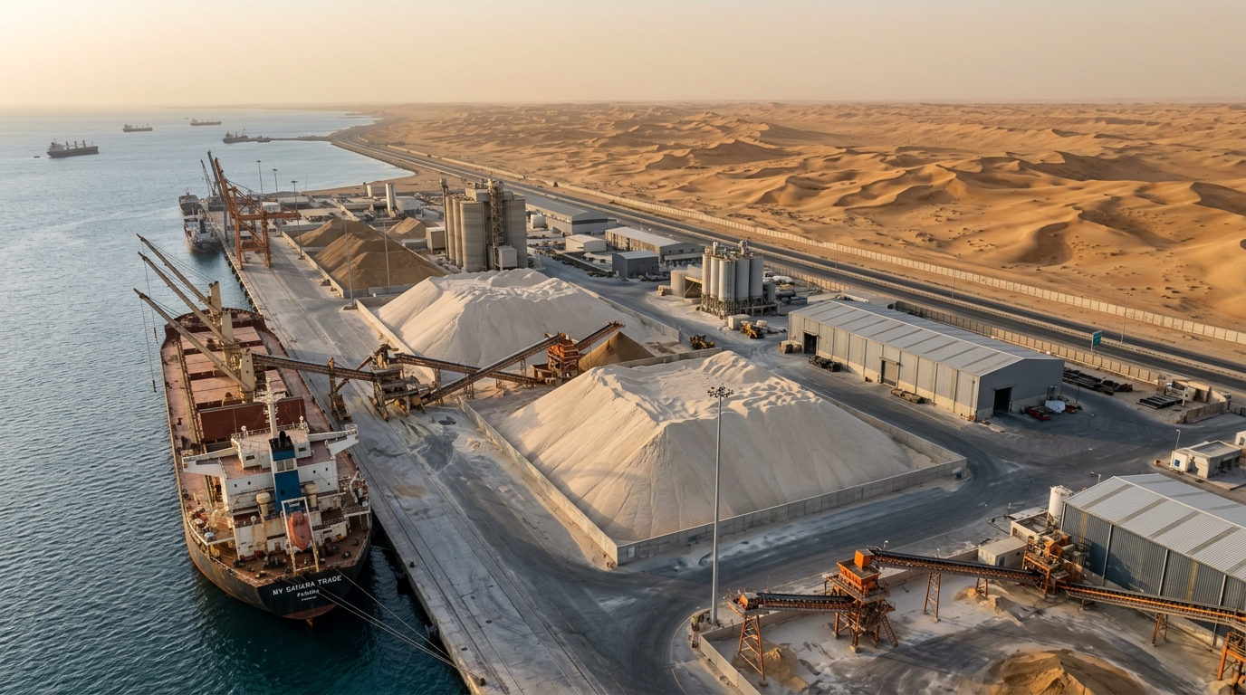 A Arábia Saudita está localizada no maior deserto de areia do mundo e, ainda assim, importa areia em grandes quantidades da Austrália e da Escócia, pois os grãos arredondados pelo vento do Quarto Vazio são muito lisos para se unir ao concreto e a construção moderna só pode usar a areia irregular retirada de leitos de rios e pedreiras