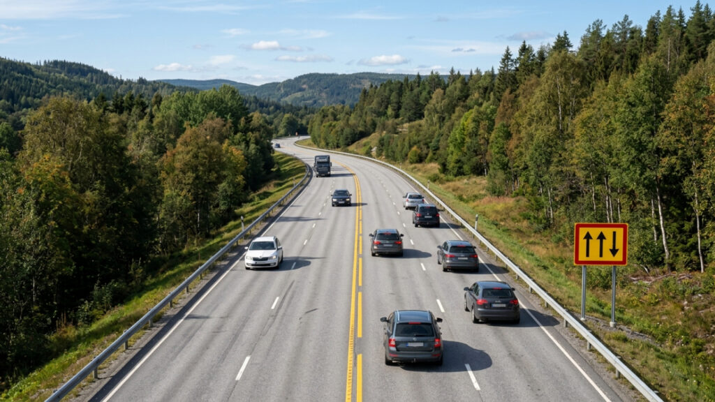 O que significa a placa vermelha com duas setas para cima e uma para baixo e o que o motorista deve fazer ao encontrá-la