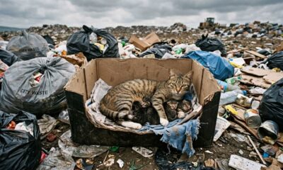 Mulher encontra ninhada de gatinhos recém-nascidos abandonada em um lixão e inicia uma corrida contra o tempo para tentar salvar todos