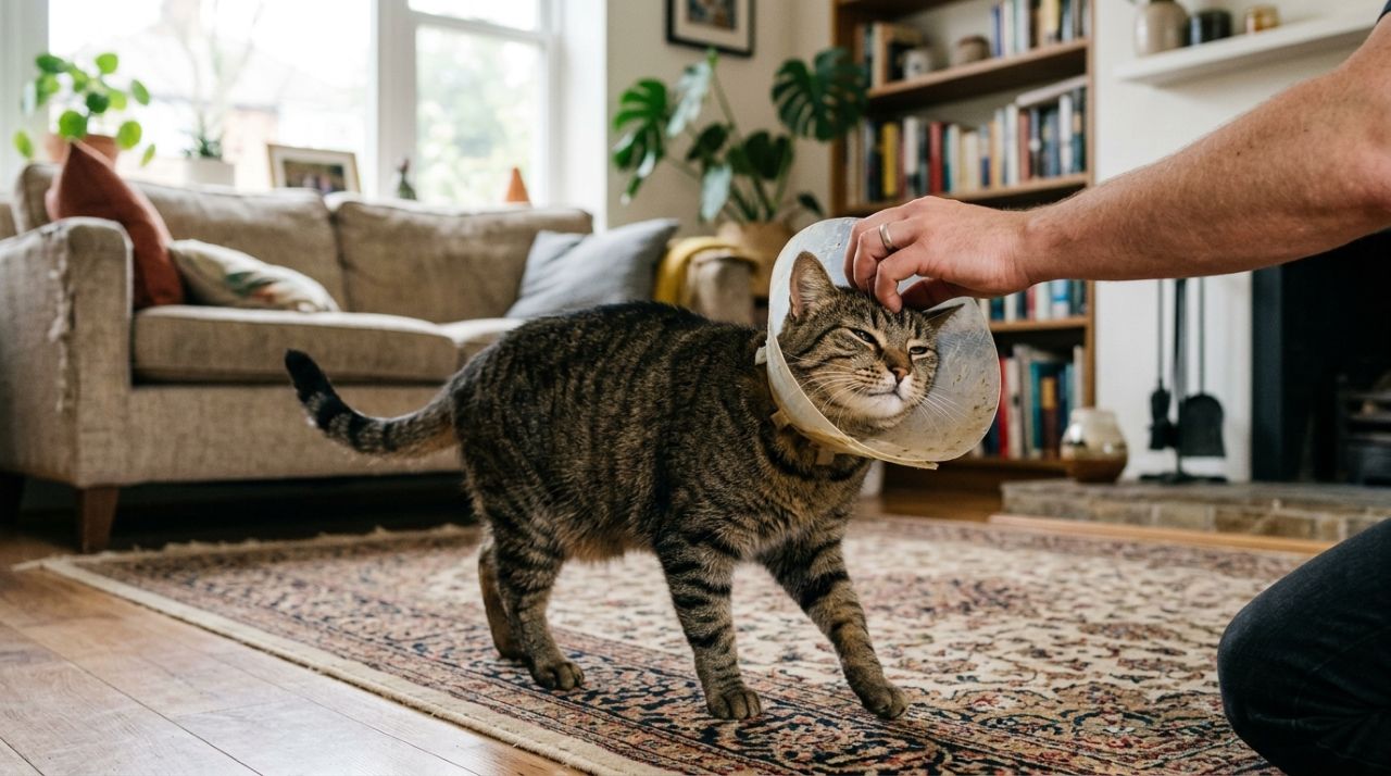 Gata deveria usar cone apenas durante recuperação, mas 13 anos depois ainda não deixa ninguém tirar